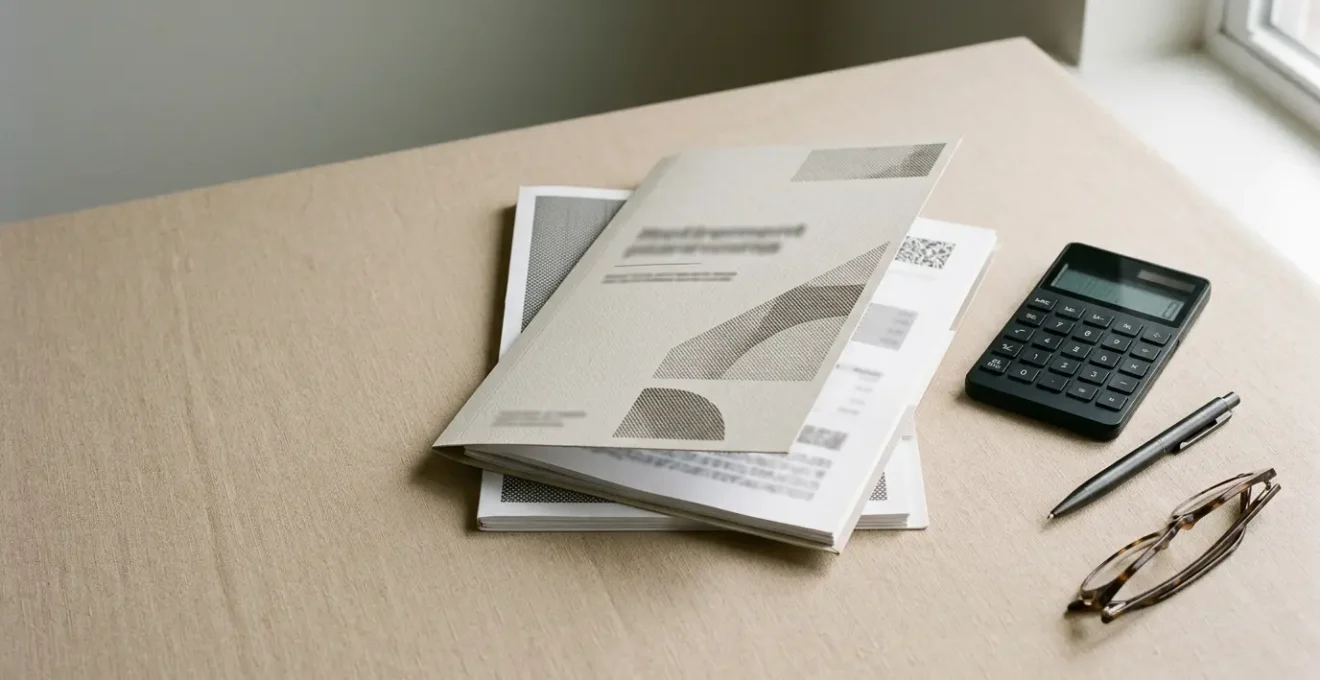 Document de relevé de carrière de retraite avec calculatrice et stylo