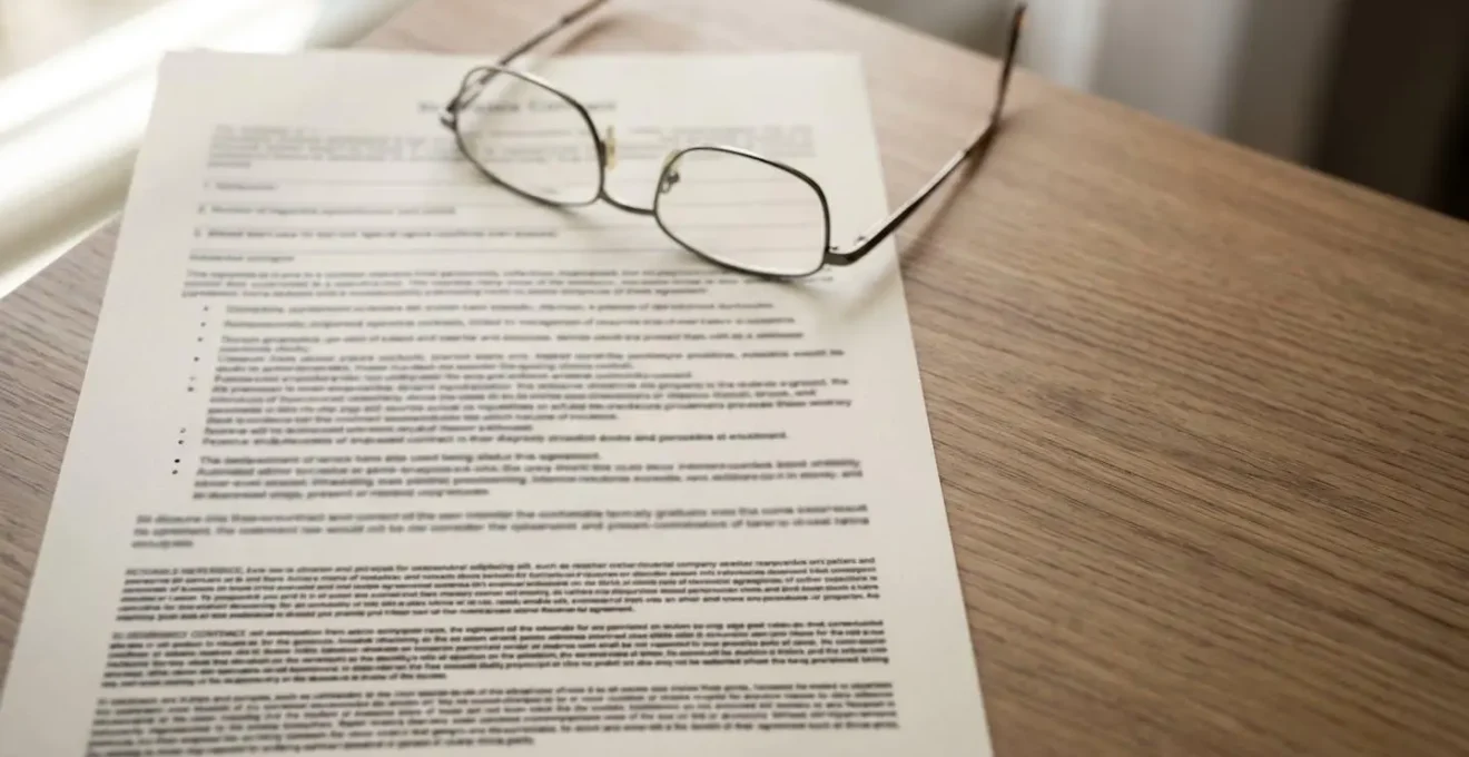 Document contractuel d'assurance prévoyance avec clauses en petits caractères