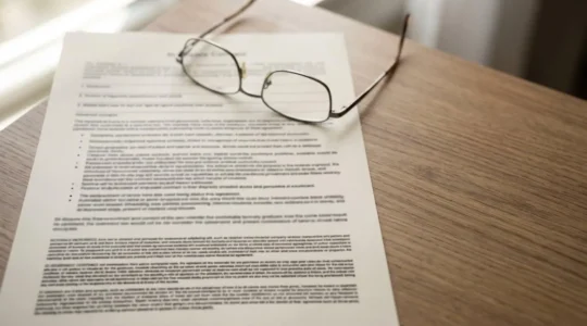 Document contractuel d'assurance prévoyance avec clauses en petits caractères