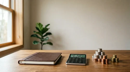 Vue d'ensemble minimaliste d'une stratégie d'épargne familiale avec éléments de sécurité financière