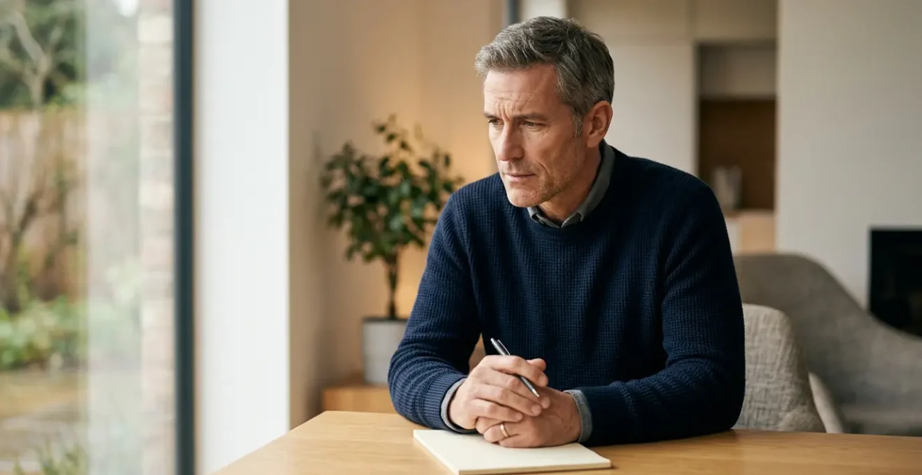 Moment de réflexion face à un choix financier important, symbolisant la complexité de la détermination du profil de risque